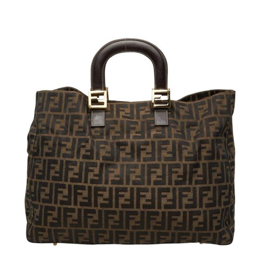 Fendi Zucca Canvas Leather Handbag